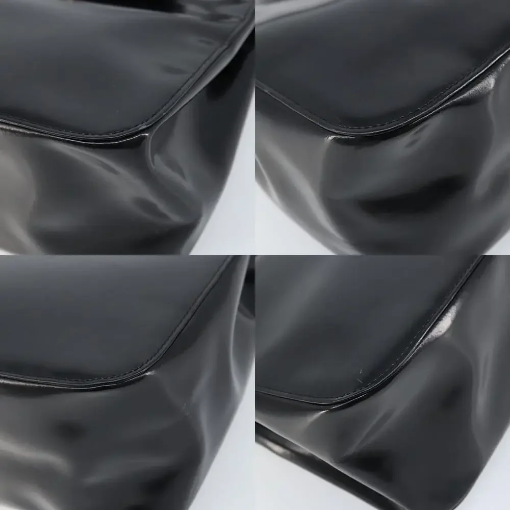 Gianni Versace Patent Leather Tote Bag Black